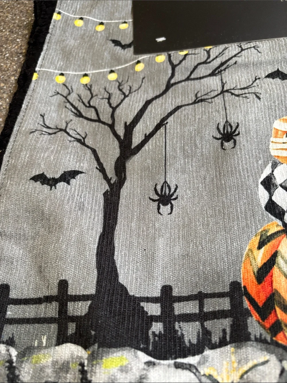 RACHEL ZOE Set/4 Mackenzie-Childs Inspired Cat & Pumpkin Halloween Placemats NEW